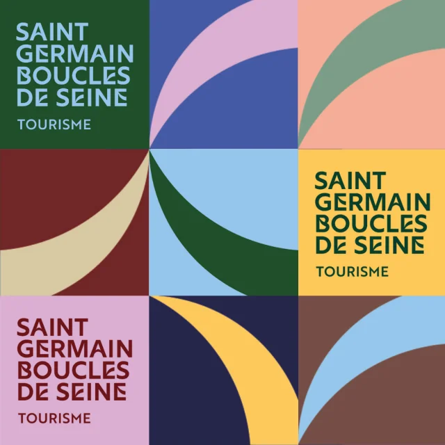 Mosaïque d'une déclinaison du logo de l'Office de Tourisme Saint Germain Boucles de Seine
