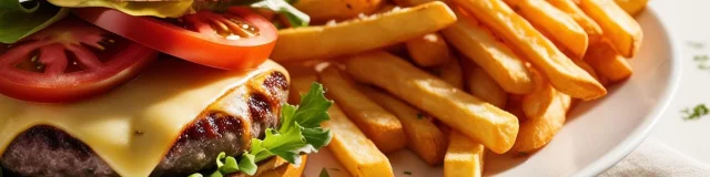 La Photo Realise Dune Assiette Avec Un Hamburger Savoureux Et Des Frites