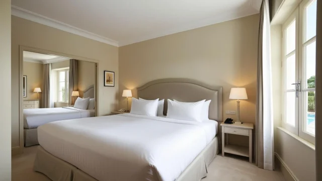 Chambre Touristique Avec Un Grand Lit Dans Une Decoration Soignee Et Epuree 1