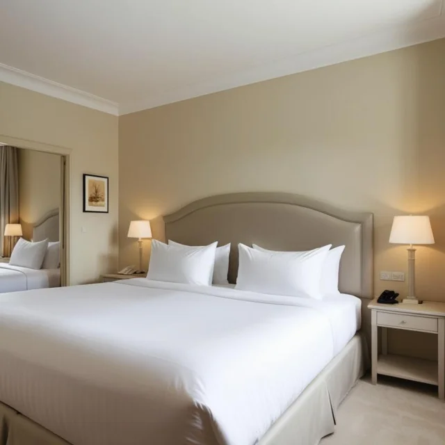Chambre Touristique Avec Un Grand Lit Dans Une Decoration Soignee Et Epuree 1