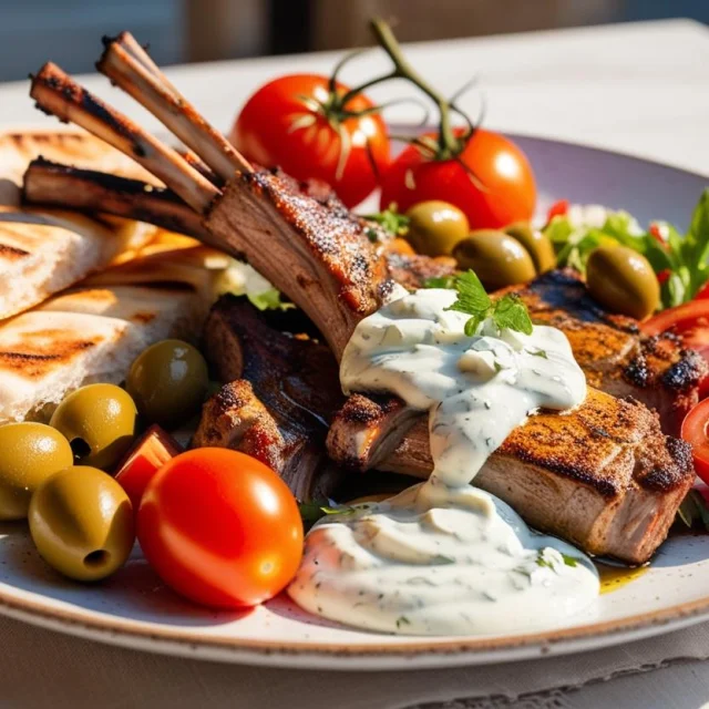 Une Image Realiste Dune Assiette De Specialites Grecques