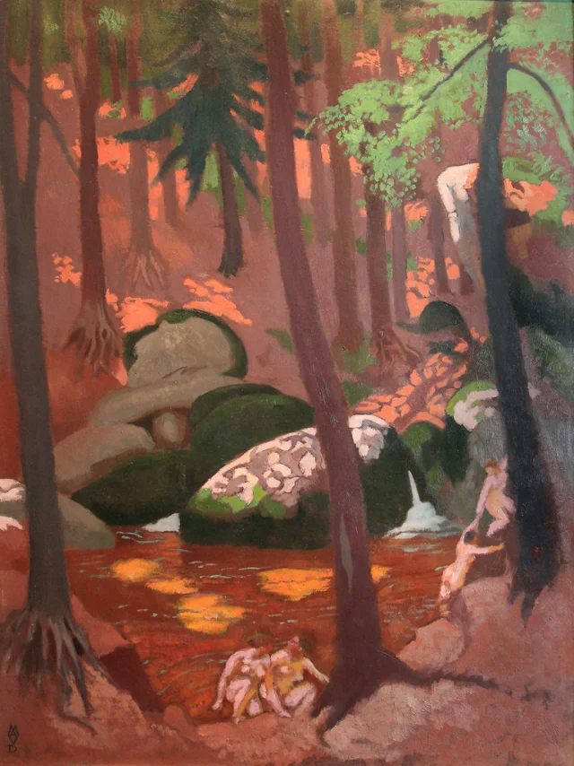 Denis-Mare aux sangliers©CRMD Maurice Denis, La Mare aux Sangliers, Huelgoat, vers 1929 Huile sur carton H. 105 x l. 75,5 cm Collection particulière ©Catalogue raisonné de Maurice Denis-Olivier Goulet