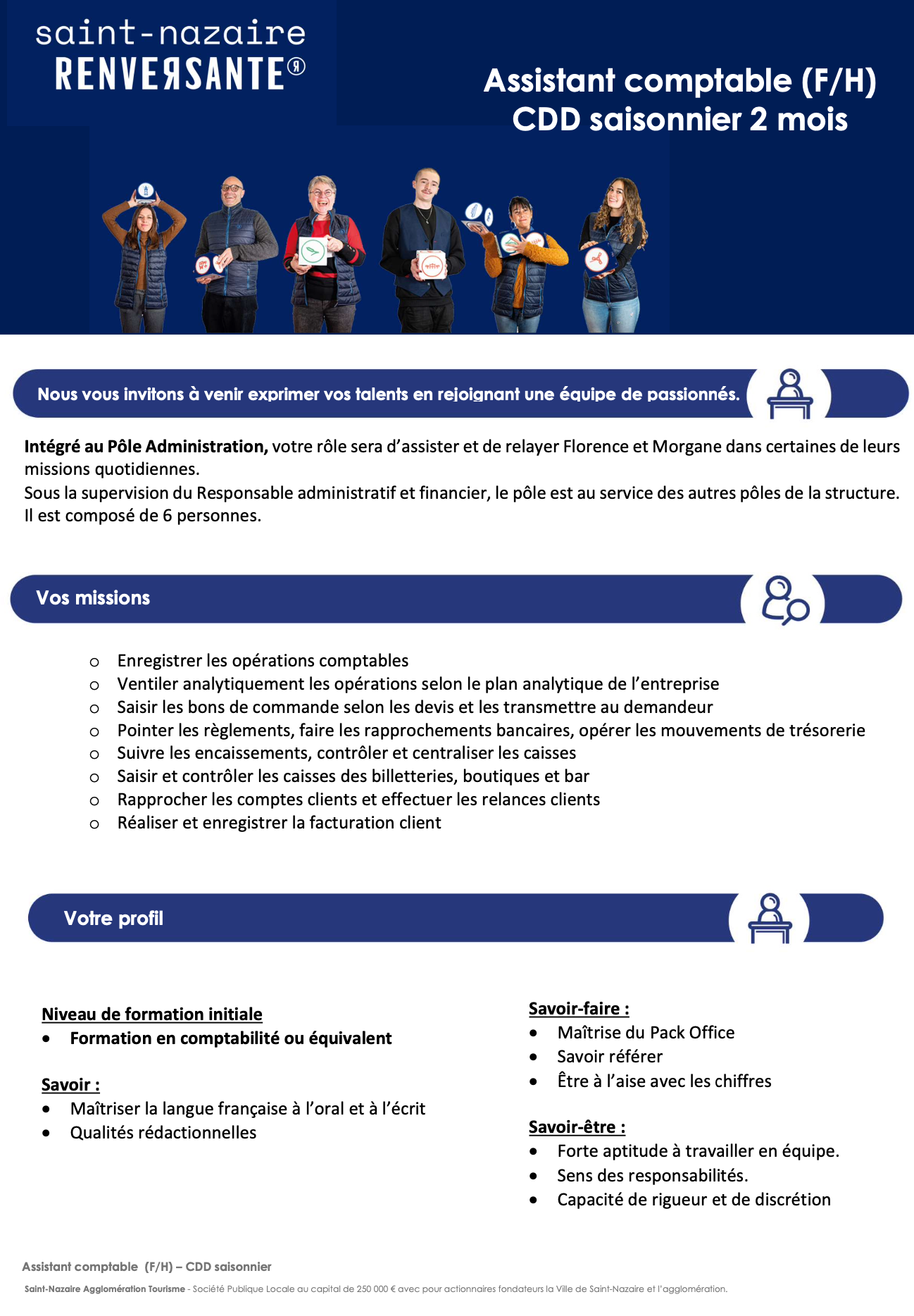 Emploi saisonnier Assistant comptable