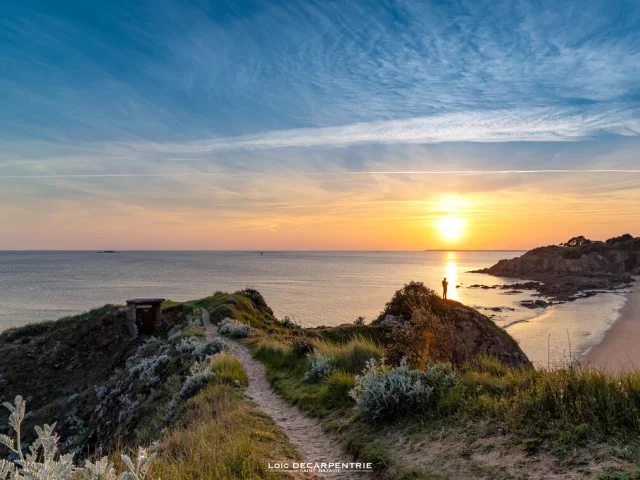 Coucher de soleil sur la plage des Jaunais