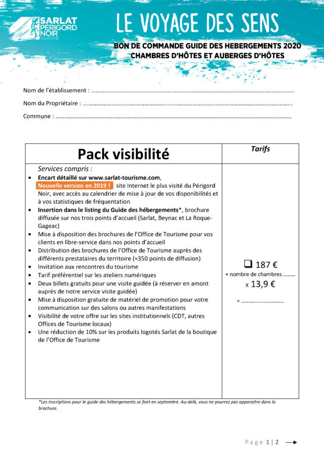 Bon de commande 2020
