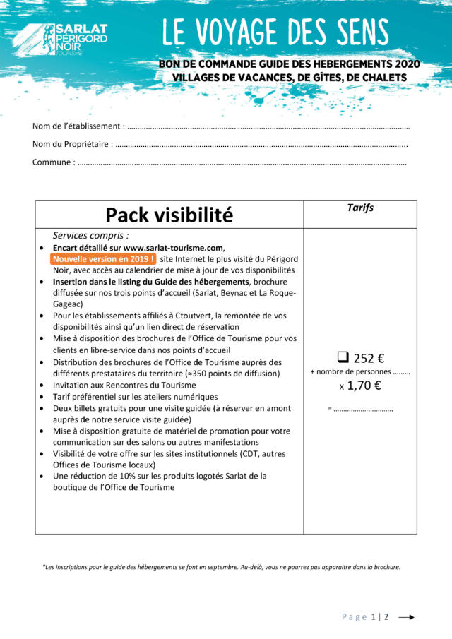 Bon de commande Village-vacances