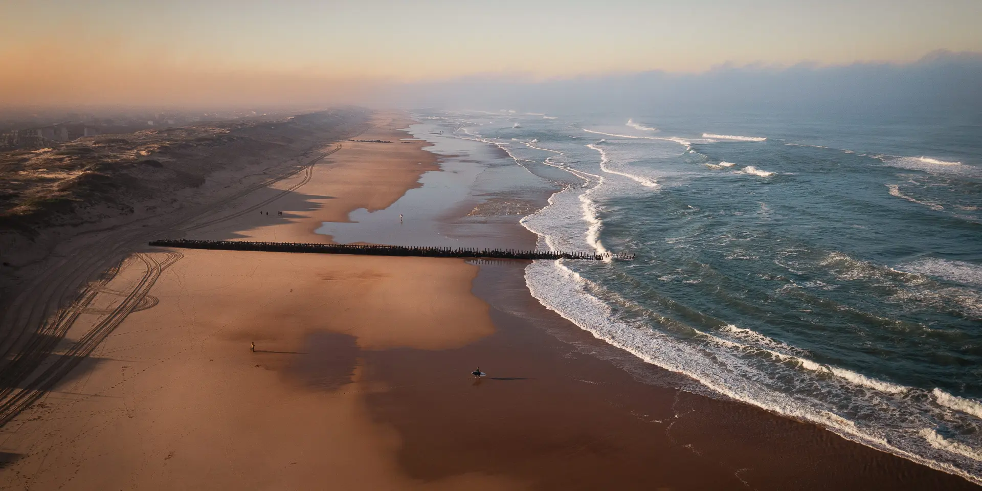 Vue aérienne de la plage de Seignosse.