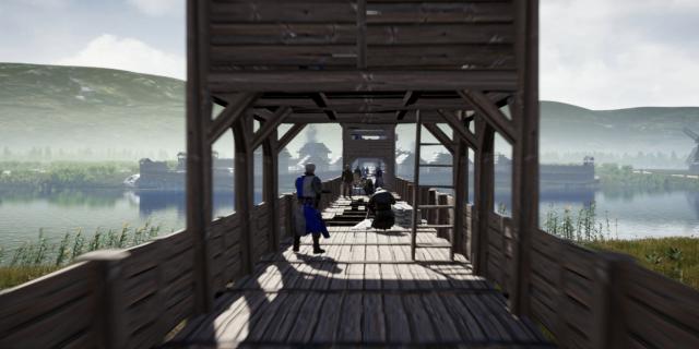 image d'un Pont en bois et soldats du moyen âge issues de l'application Pont De L'arche Médiévale