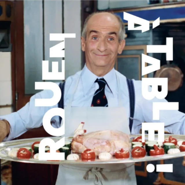 Rouen à table, affiche, ©Design Sans Titre 79 | Philippe Apeloig, 2025. Photographie : Claude Renoir / Sunset Boulevard via Getty Images / Benoît Eliot