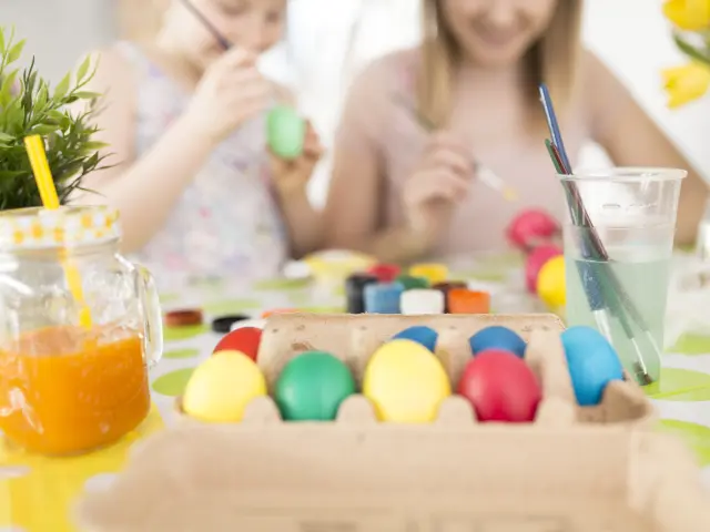Happy People Painting Eggs
