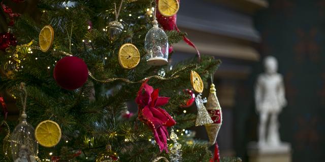 Le mardi 10 décembre 2019 à Blois au château Royal, les décorations de Noël dans la salle des états, et dans les appartements royaux avec la présentation de robes de princesses et de reines et aussi des différents contes.