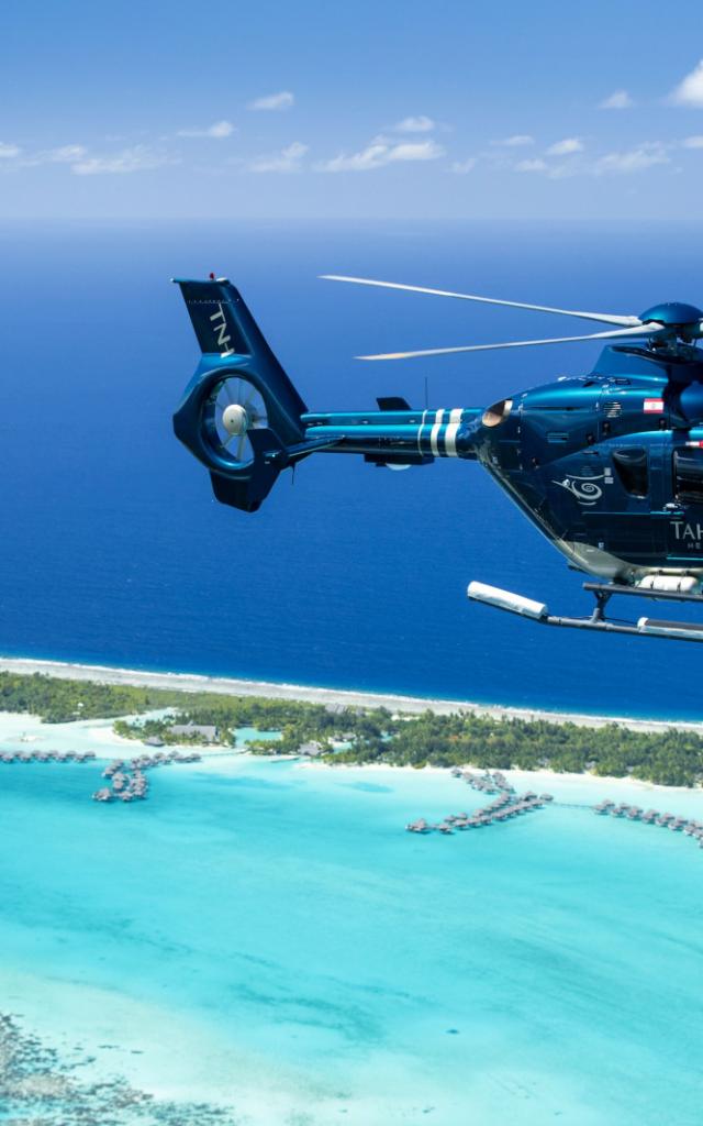 Helicopter Over the Hotels of Bora Bora