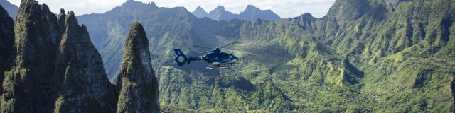 Helicopter flight over the Mountains of Moorea