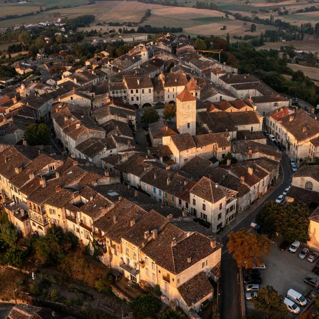Vue aérienne de Lauzerte