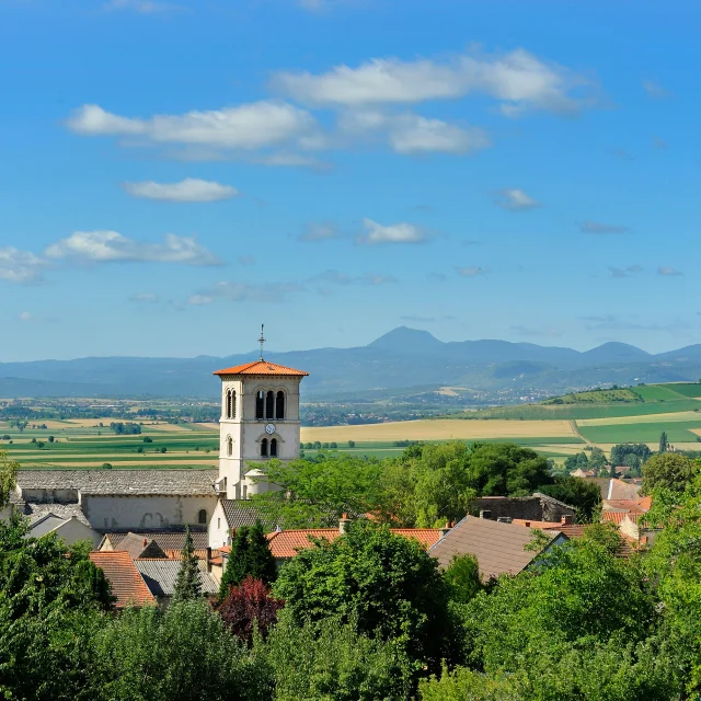Collégiale Saint-Martin à Artonne depuis le puy Saint-Jean