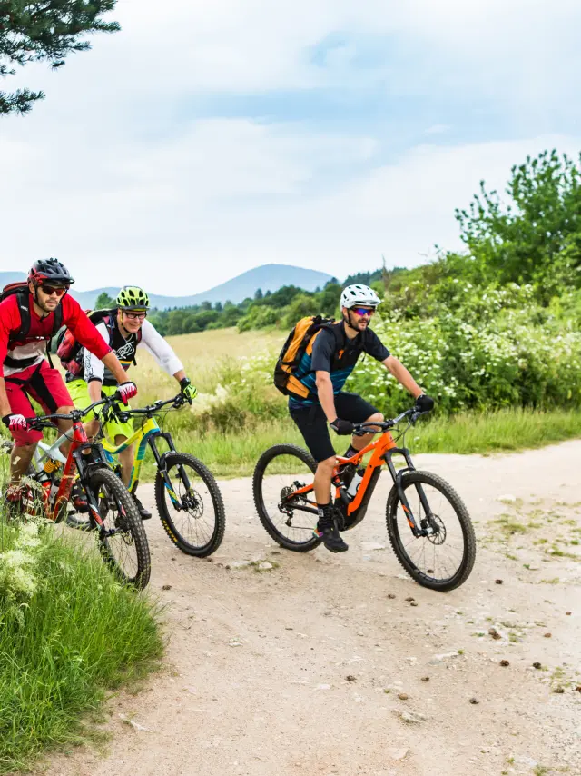 VTT sur la GTMC - Grande Traversée du Massif Central - aux alentours de Charbonnières-les-Varennes