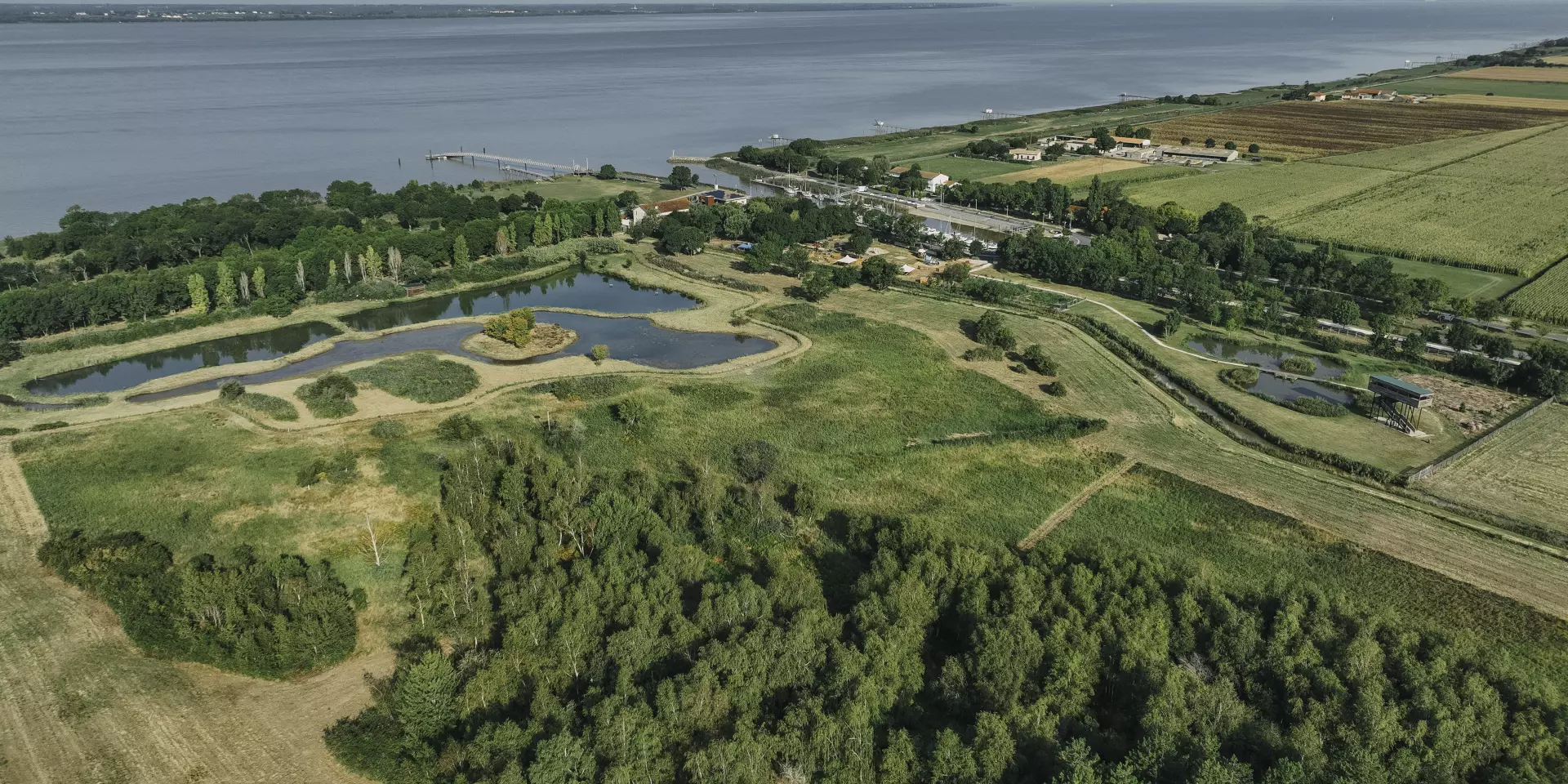 Vue aérienne Terres d'Oiseaux Estuaire de la Gironde