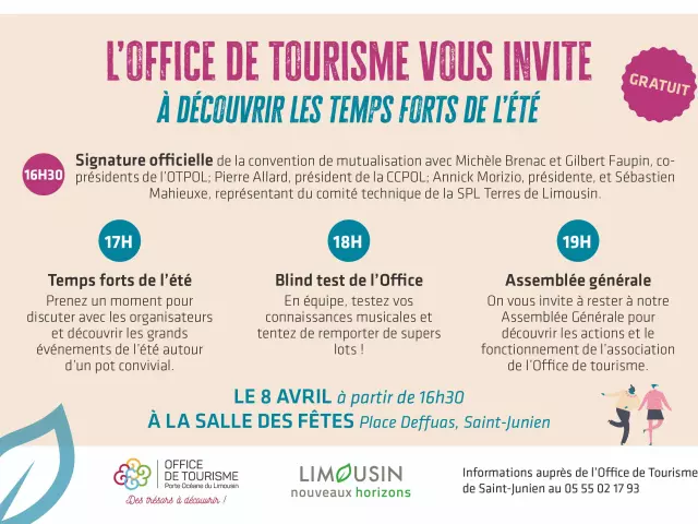 Invitation lancement de saison 2024 Office de tourisme Porte Océane du Limousin