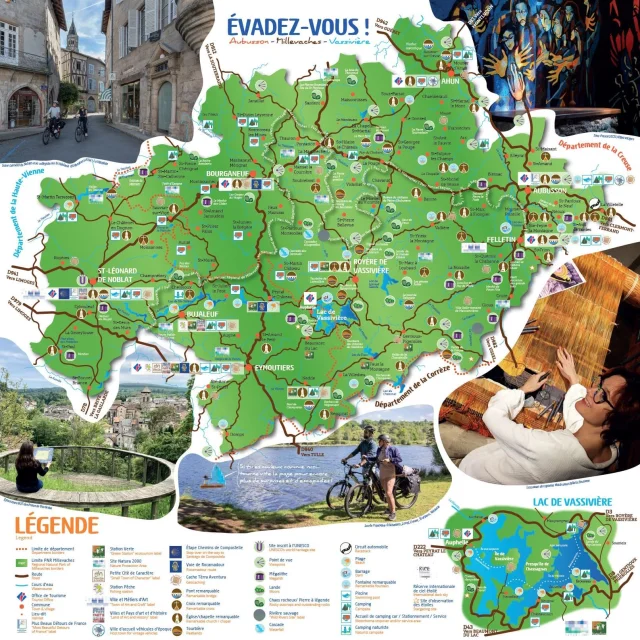 Aubusson Tourist Map Millevaches Vassiviere 2025