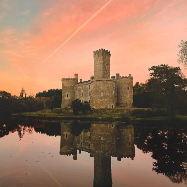 Sunset over Montbrun castle on the Richard the Lionheart route