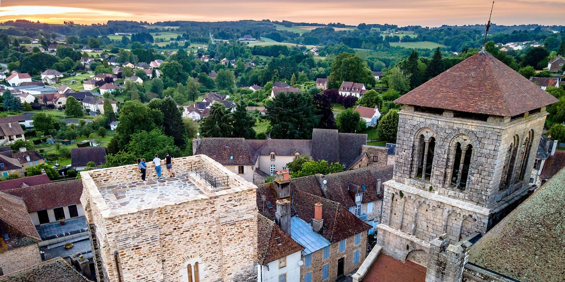 Aerial view from the Tour du Plô in Saint Yrieix la Perche, one of the 100 Most Beautiful Detours in France in Limousin.