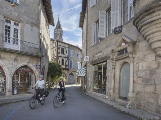 Cycling in Saint Léonard de Noblat on the Vélidéale véloroute in Limousin.