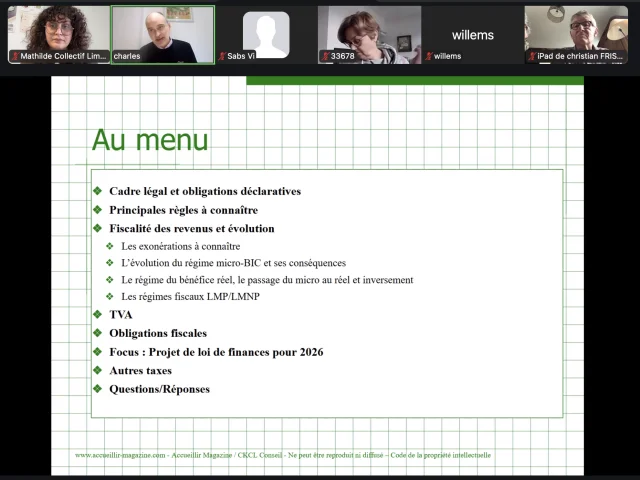 Webinaire Fiscalité et réglementation des meublés de tourisme et chambres d'hôtes - Rendez-vous pros LIMOUSIN nouveaux horizons 2025-2026