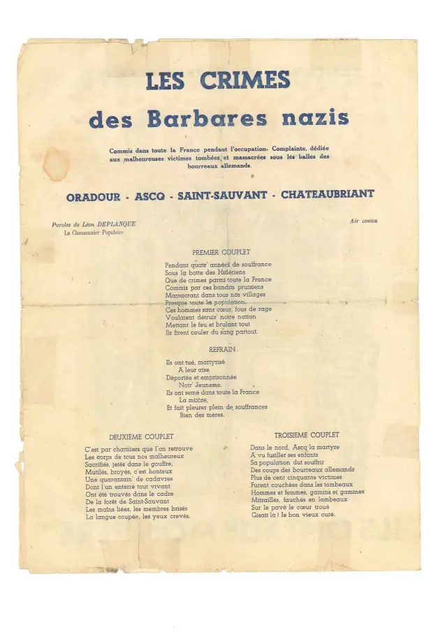 Complainte Oradour, vision d’horreur. Ils ont tué mon père. de Léon Deplanque