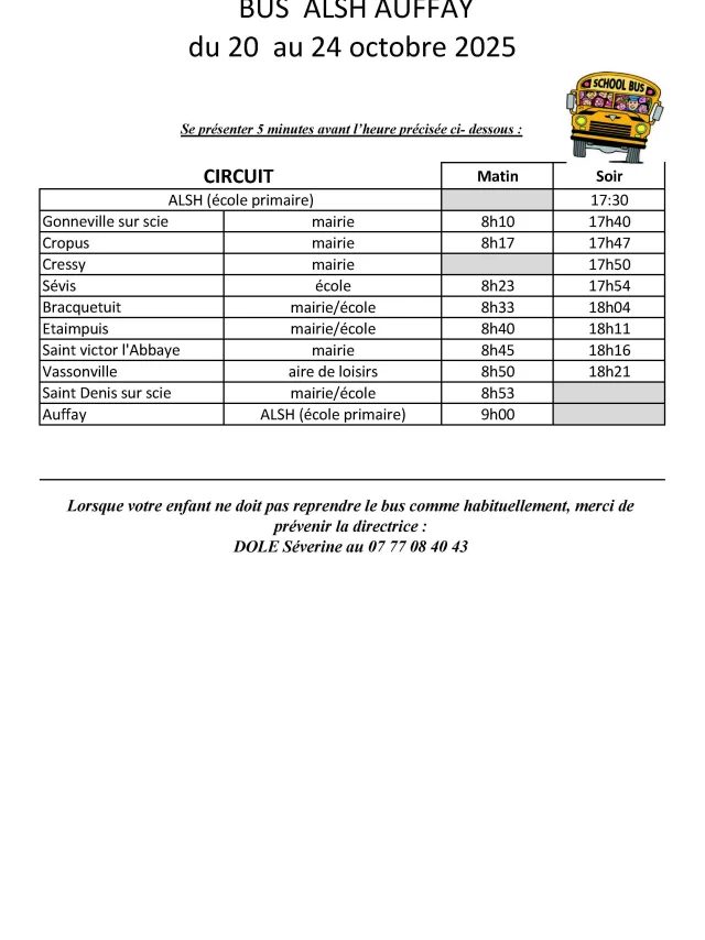 Horaires Bus Vacances