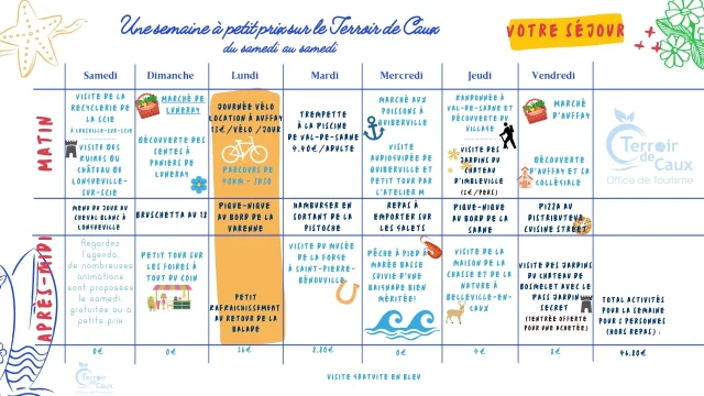 planning semaine à petits prix