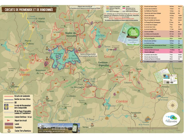 Trace Sentiers de randonnée Vassiviere