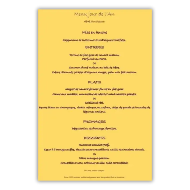 Menu de la Saint-Sylvestre - La Table de Marianne