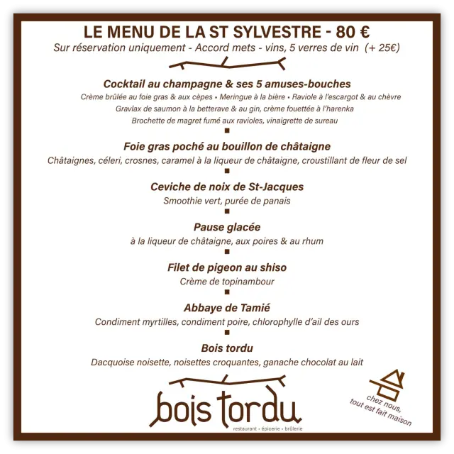 Menu de la Saint-Sylvestre - Le Bois Tordu