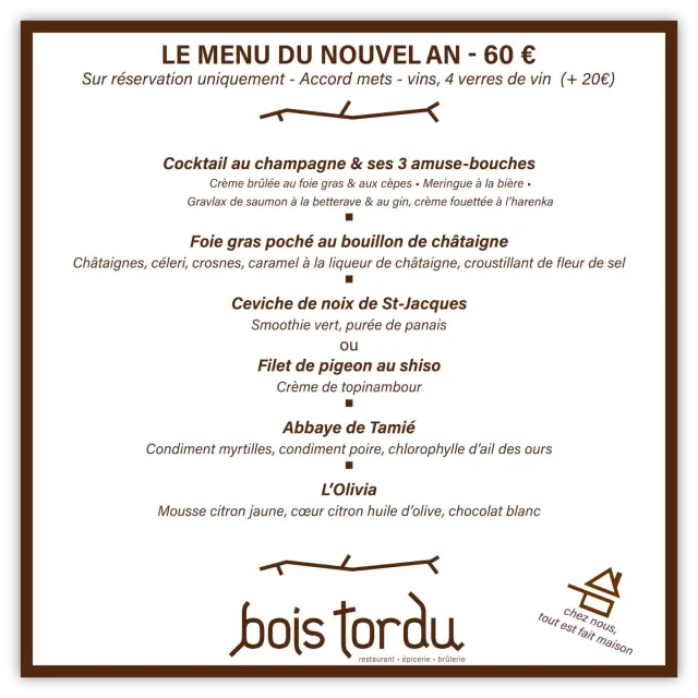 Menu du Nouvel An - Le Bois Tordu