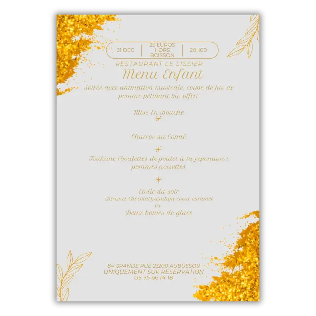 Menu du Nouvel An - Restaurant Le Lissier - 3