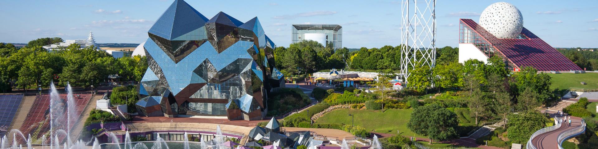 Overview, aerial view of Parc du Futuroscope