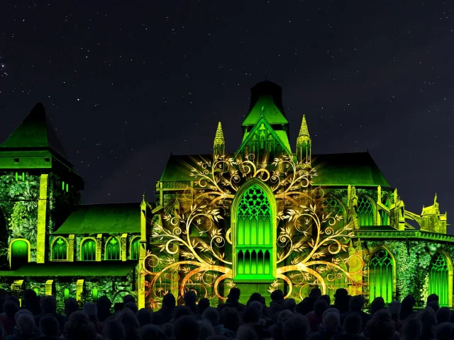 Projection d'illuminations sur la Basilique d'Evron