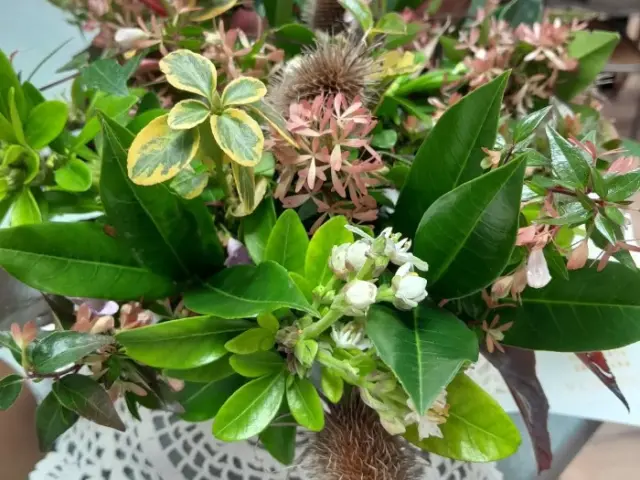 Gros plan sur un bouquet posé sur une table