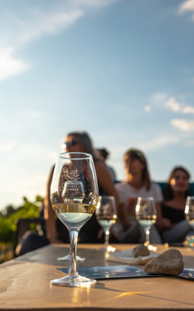 Apéro perché Youpi Tours op Domaine La Fille des Vignes voor het afscheidsfeest van Marine