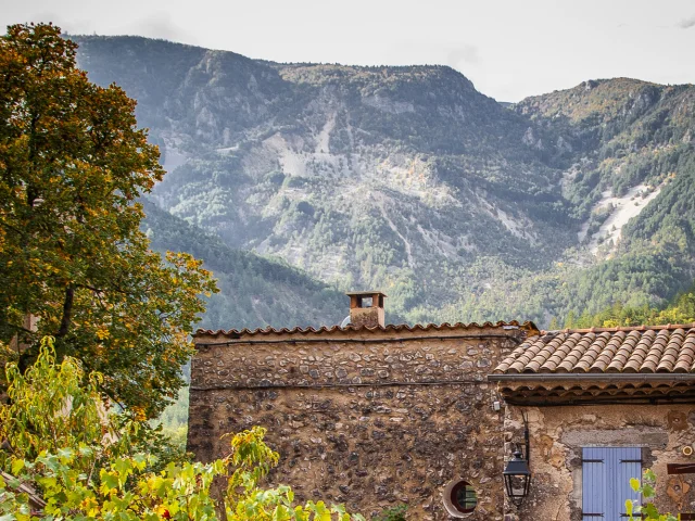 Village of Saint-Léger-du-Ventoux with Mont-Ventoux in the background