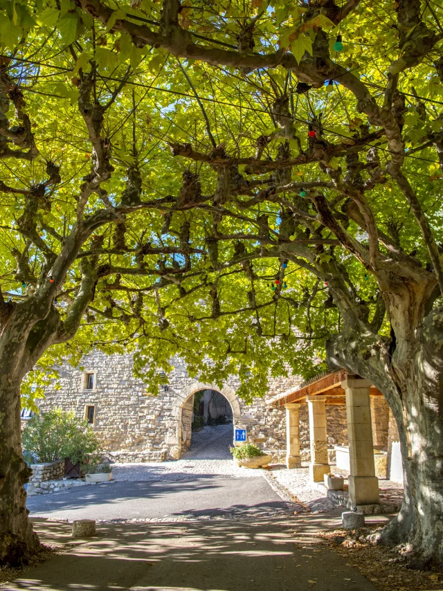 Dorf Séguret im Herbst