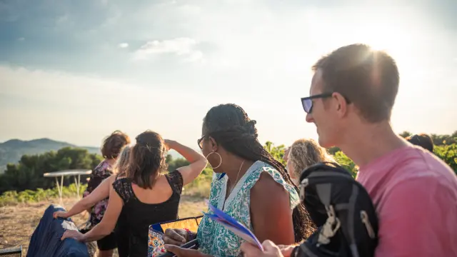 Apéro perché Youpi Tours au domaine La Fille des Vignes pour le départ de Marine