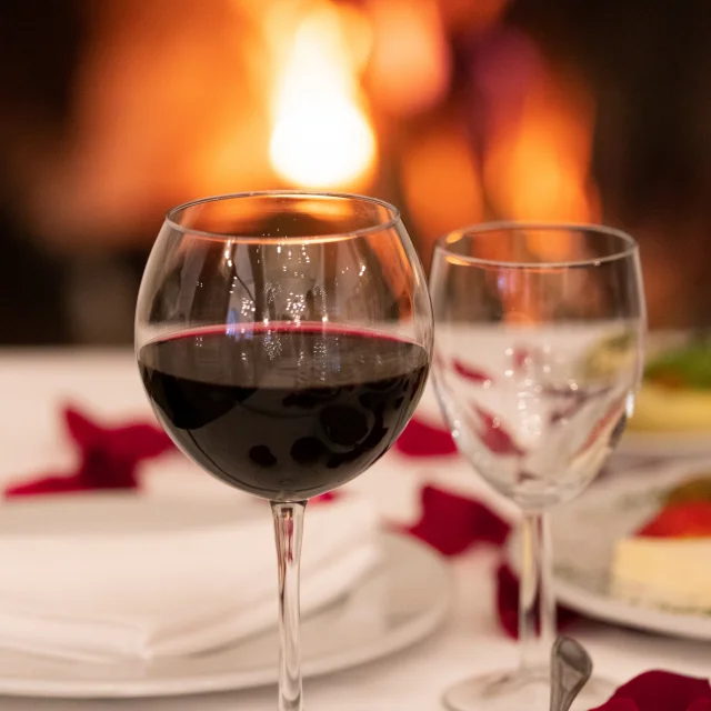 Valentine's Day Table And Wine Glass