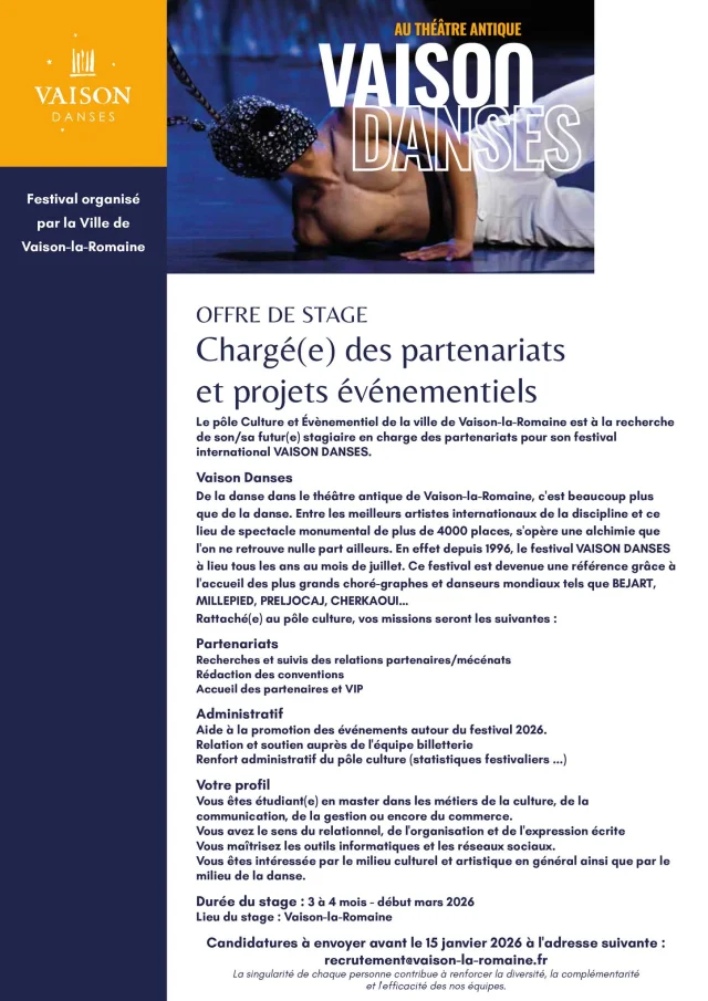 Offre De Stage Vaison Danses 2026