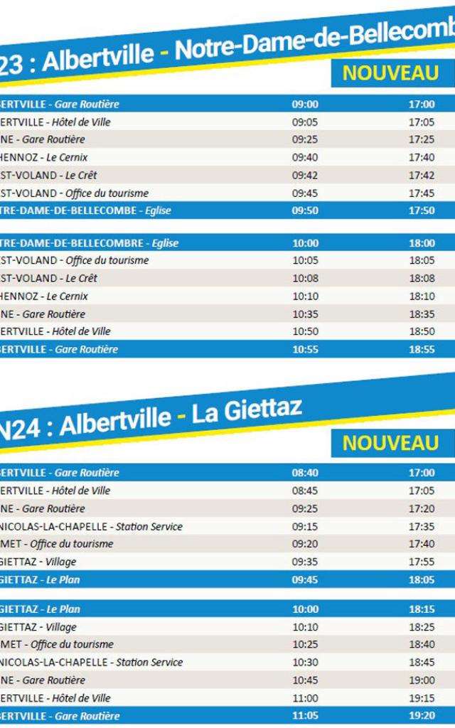 Horaires Navettes gratuites Eté 2023