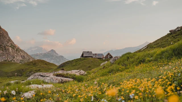 Fond des Fours refuge in summer at the end of the day