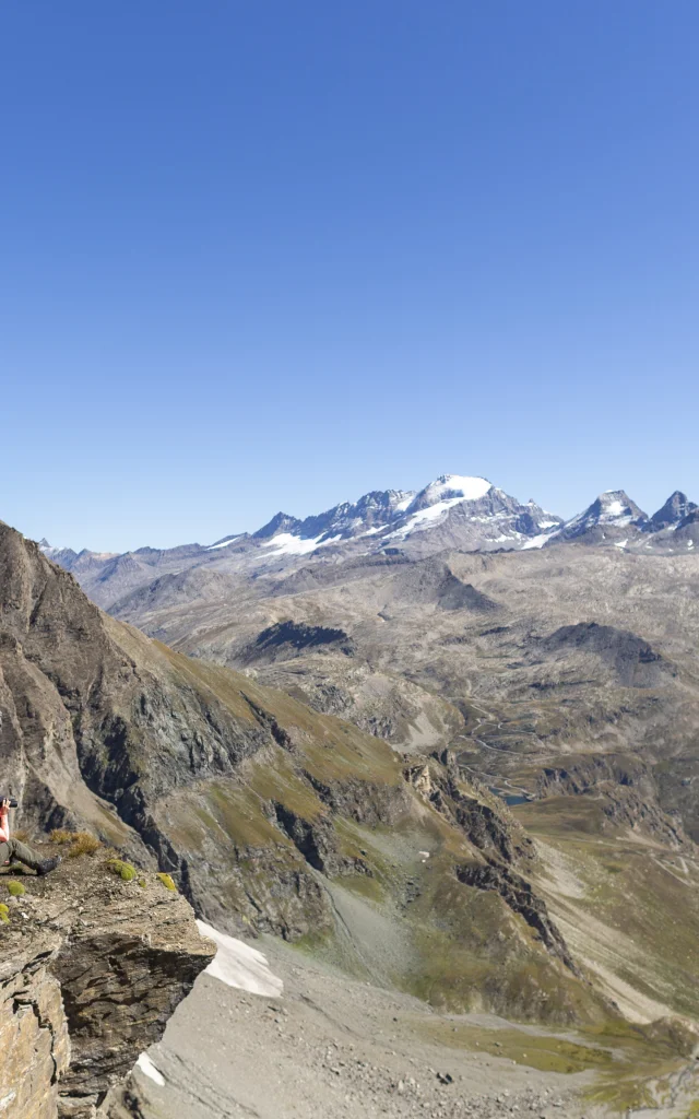 Mountain landscape in summer with hikers