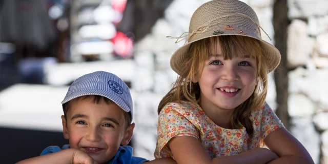 Happy children, summer, village