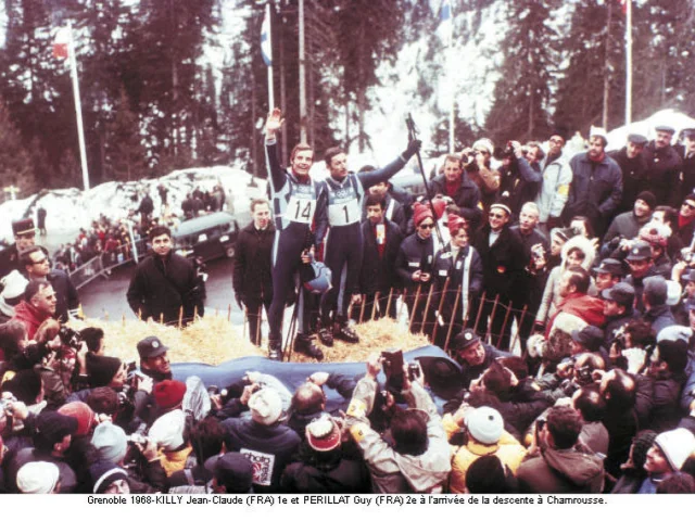 Arrivée course de Ski à Chamrousse - J-C Killy et Perillat