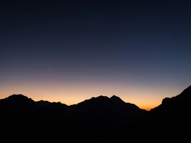 Col de l'Iseran by night, mountain view at sunset